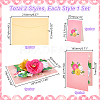 2 Sets 2 Styles Valentine's Day Rectangle 3D Pop Up Flower Paper Greeting Card AJEW-GA0006-96-2