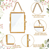 Rectangle Mini Brass Wall Hanging Photo Frame for Pressed Flower with Chain ODIS-WH0061-05AG-4