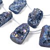 Electroplated Natural Druzy Agate Beads Strands G-N0259-07-3
