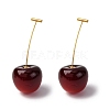 304 Stainless Steel Cherry Stud Earrings EJEW-L304-13G-01-4
