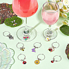 BENECREAT 20Pcs 10 Styles Flower & Bee & Butterfly & Beetle Alloy Enamel Dangle Wine Glass Charms AJEW-BC0003-17-6