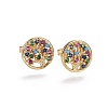 Brass Micro Pave Cubic Zirconia Stud Earrings EJEW-L224-21G-1