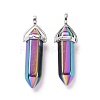 Rainbow Color Faceted Bullet Glass Pointed Pendants KK-E282-02P-01-2