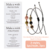 2Pcs 2 Styles Natural Round Rose Quartz & Unakite & Rhodonite & Tiger Eye & Black Tourmaline & Pyrite Bead Braided Bead Bracelets BJEW-FH0001-06B-2