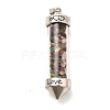 Mixed Gemstone Chip Glass Bottle Big Pointed Pendants G-P482-01P-2