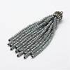 Electroplate Glass Bead Tassel Big Pendants EGLA-P023-14-1