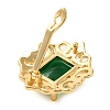 Brass with Glass Fold Over Clasps KK-G505-06G-2