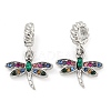 Rack Plating Alloy Pave Colorful Rhinestone Insect European Dangle Charms FIND-B034-14P-02-1