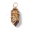 Natural Mixed Stone Copper Wire Wrapped Pointed Pendants PALLOY-JF02677-01-4