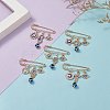 Crystal Rhinestone Evil Eye Charms Safety Pin Brooch with Resin Beaded JEWB-BR00088-6