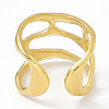 Ion Plating(IP) 304 Stainless Steel Wide Hollow Open Cuff Ring for Women RJEW-G275-02G-3