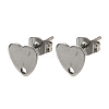Non-Tarnish 304 Stainless Steel Heart Stud Earring Findings X-STAS-R063-37-1