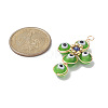 Brass Wire Wrapped Handmade Evil Eye Lampwork Pendants PALLOY-TA00036-05-3