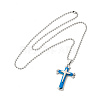 Alloy Cross Pandant Necklace with Ball Chains NJEW-K245-001A-2