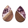 Transparent Resin & Walnut Wood Big Pendants RESI-T058-05E-2