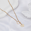 1Pc Letter & Heart Stainless Steel Lariat Necklaces for Women NJEW-LP0002-87G-W-3