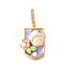 Brass Micro Pave Cubic Zirconia & Enamel Pendants KK-R222-16G-01-1