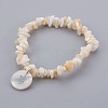 White Shell Chip Beads Charm Stretch Bracelets BJEW-JB03981-02-1