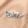 Hollow Out Oval with Flower Pattern Brass Finger Rings for Women FS-WG14675-02-3
