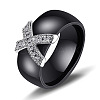 Cross Brass Micro Pave Clear Cubic Zirconia with Porcelain Finger Rings FS-WG0A171-15-1