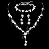 Brass Rhinestones Necklaces & Earring & Bracelets Sets for Women WGF929C-02-1