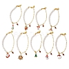 Christmas Theme Glass & Alloy Enamel Charm Bracelets BJEW-JB10907-1