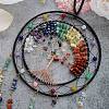 7 Chakra Natural Mixed Stone Chips Tree of Life Woven Net/Web with Feather Hanging Ornaments HJEW-A013-05-3