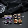 Halloween Spider Ghost Spider Web Wood Stud Earring Sets EJEW-OY002-02-3
