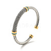 304 Stainless Steel Twist Rope Shape Open Cuff Bangle with Rhinestone for Women BJEW-D449-01GP-03-3