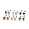 Electroplated Natural Druzy Agate Stud Earrings EJEW-F221-01-1