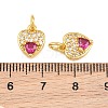 Brass Micro Pave Medium Violet Red Cubic Zirconia Charms CU-CBAB3AD-09G-01-3