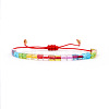 Bohemian Adjustable Handmade Glass Cube Beaded Braided Bracelets for women AV5814-4