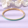 304 Stainless Steel Enamel Hinged Cuff Bangles for Women SA-CBAC920-15G-01-3