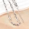 304 Stainless Steel Link Paperclip Chain Bracelet & Necklace Jewelry Sets SJEW-L199-05P-2