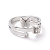 Crystal Rhinestone Butterfly Finger Ring RJEW-D120-09B-P-2