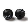 Printed Round Wood European Beads WOOD-M006-03-3