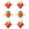 6Pcs 3 Styles Brass Micro Pave Cubic Zirconia Fruit Connector Charms KK-CJ0014-17-1