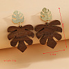 Alloy Wood Stud Dangle Earrings WG8DABA-01-1