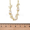 Brass Pave Cubic Zirconia Rose Flower Link Cable Chain Necklaces for Women NJEW-C121-05B-01G-5