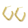 Rack Plating Brass Beaded Rhombus Stud Earrings for Women EJEW-D059-30G-1