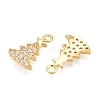 Christmas Theme Brass Micro Pave Clear Cubic Zirconia Charms KK-T073-13G-2