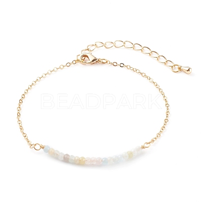 March Birthstone Natural Morganite Beaded Bracelets BJEW-JB06092-03-1