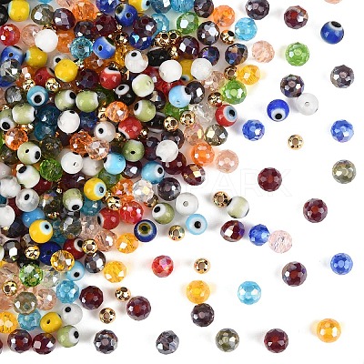 100Pcs Handmade Evil Eye Lampwork Round Bead Strands LAMP-YW0001-75-1