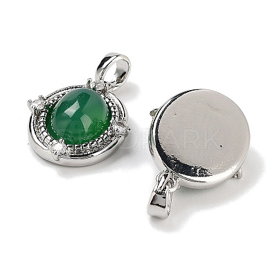 Brass Pave Clear Cubic Zirconia Pendants KK-C051-58P-1