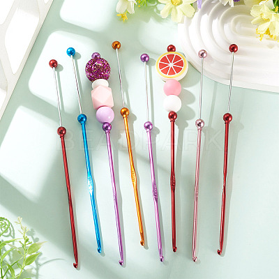 6Pcs 5 Colors DIY Alloy Beadable Crochet Hooks AJEW-TA0003-51-1