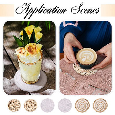 6Pcs 3 Styles Handmade Hot Pads with Corn Straw Woven Placemats AJEW-MB0001-04-1