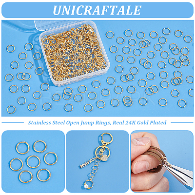 300Pcs 304 Stainless Steel Open Jump Rings STAS-UN0058-56G-04-1