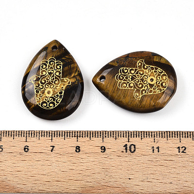 Natural Tiger Eye Pendants G-N345-05A-1