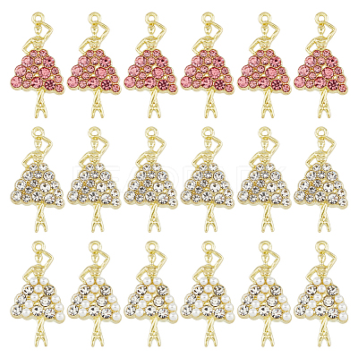 18Pcs 3 Styles Alloy with Rhinestone Pendants RB-DC0001-04-1
