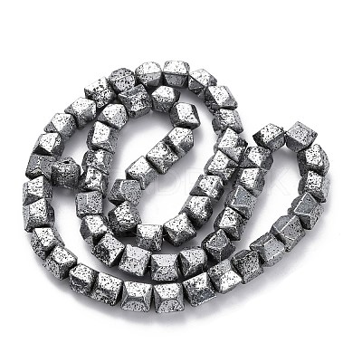 Electroplated Natural Lava Rock Beads Strands G-A256-D01-01A-1